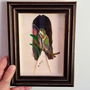 Framed Hummingbird Painting  Enid Arce signed